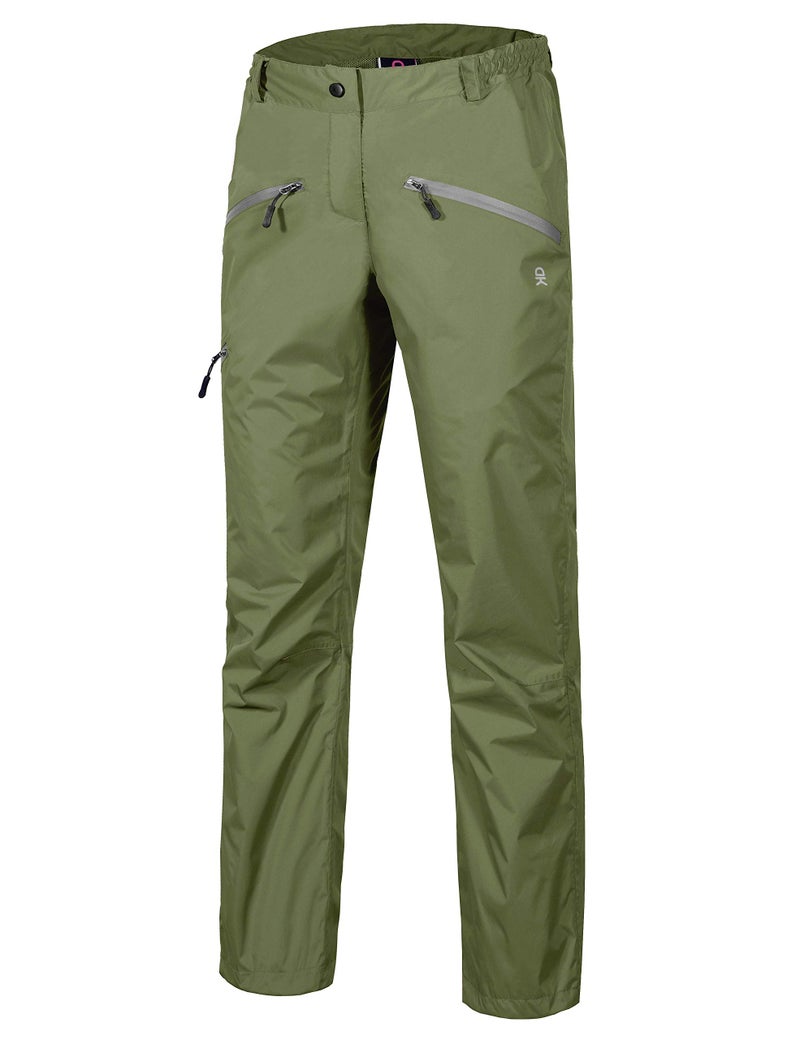 Little Donkey Andy Women's Lightweight Waterproof Rain Pants Breathable Hiking Pants for Outdoor Fishing Olive S - Image 1